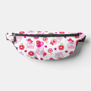 Pattern Of Owls, Cute Owls, Pink Owls, Hearts Bum Bags