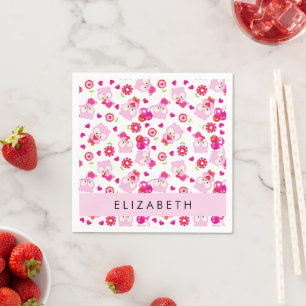 Pattern Of Owls, Cute Owls, Pink Owls, Your Name Napkin