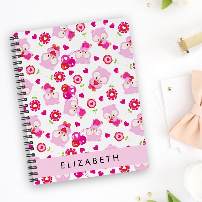 Pattern Of Owls, Cute Owls, Pink Owls, Your Name Planner (Creator Uploaded)