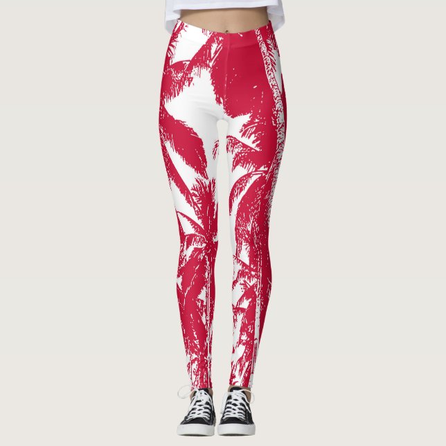 Pattern of Palm Tree Leaves Leggings (Front)