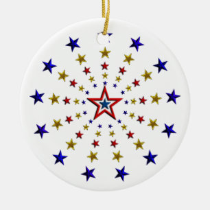 Pattern of Patriotic Stars Ceramic Tree Decoration