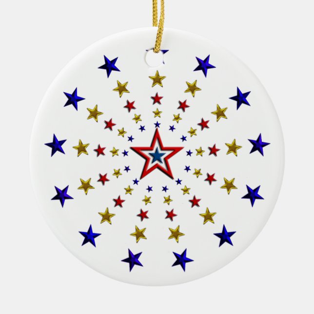 Pattern of Patriotic Stars Ceramic Tree Decoration (Front)