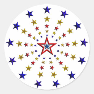 Pattern of Patriotic Stars Classic Round Sticker