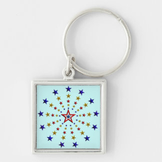 Pattern of Patriotic Stars Key Ring