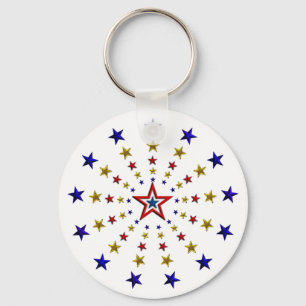Pattern of Patriotic Stars Key Ring