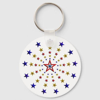 Pattern of Patriotic Stars Key Ring
