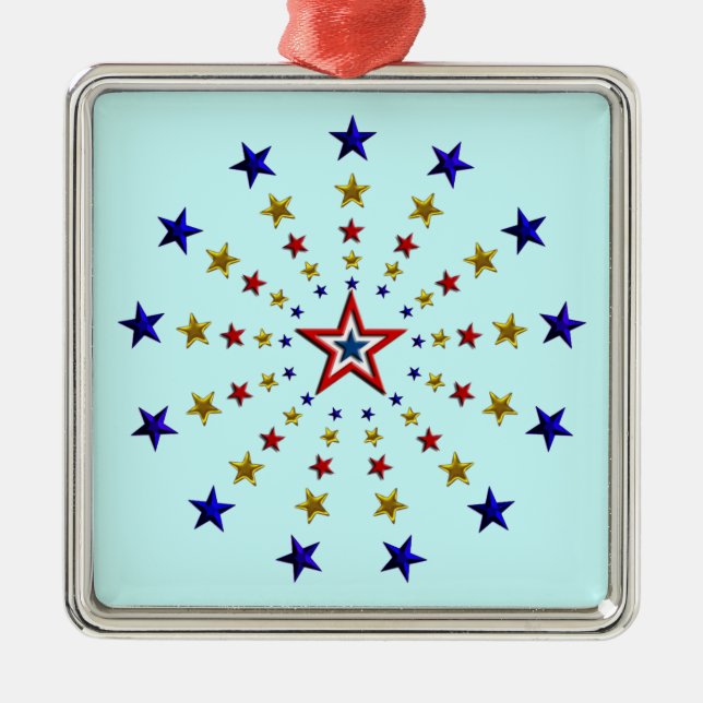 Pattern of Patriotic Stars Metal Tree Decoration (Front)