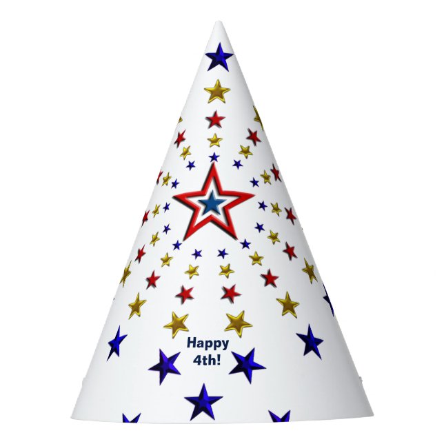 Pattern of Patriotic Stars Party Hat (Front)