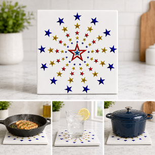 Pattern of Patriotic Stars Tile