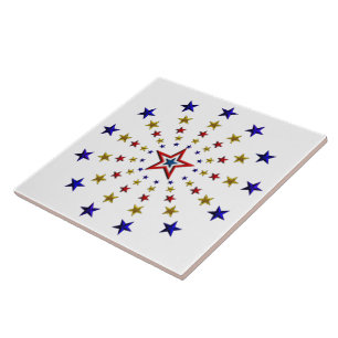 Pattern of Patriotic Stars Tile
