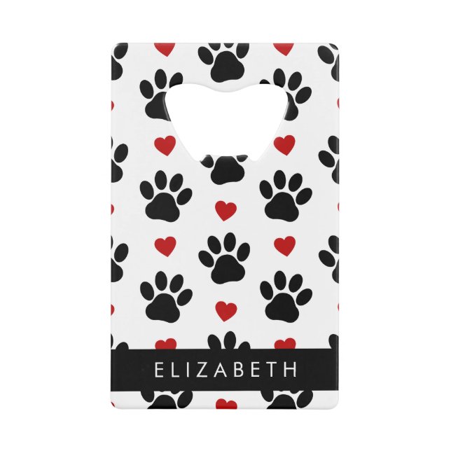 Pattern Of Paws, Black Paws, Red Hearts, Your Name (Front)