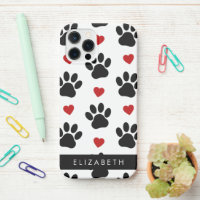 Pattern Of Paws, Black Paws, Red Hearts, Your Name