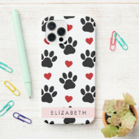 Pattern Of Paws, Black Paws, Red Hearts, Your Name