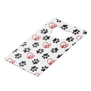Pattern Of Paws, Black Paws, Red Paws, Hearts