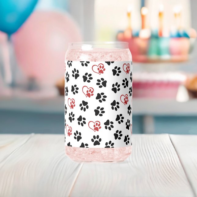 Pattern Of Paws, Black Paws, Red Paws, Hearts Can Glass (Insitu (Baby Shower))
