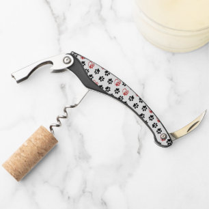 Pattern Of Paws, Black Paws, Red Paws, Hearts Corkscrew