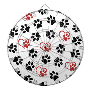 Pattern Of Paws, Black Paws, Red Paws, Hearts Dartboard