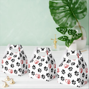 Pattern Of Paws, Black Paws, Red Paws, Hearts Favour Box