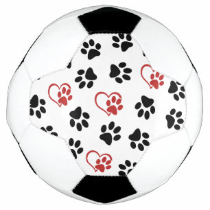 Pattern Of Paws, Black Paws, Red Paws, Hearts Football
