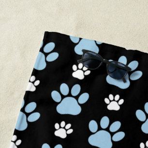 Pattern Of Paws, Blue Paws, Dog Paws, Animal Paws Beach Towel