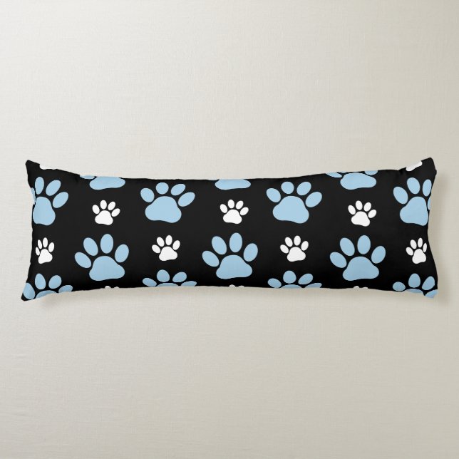 Pattern Of Paws, Blue Paws, Dog Paws, Animal Paws Body Cushion (Front)