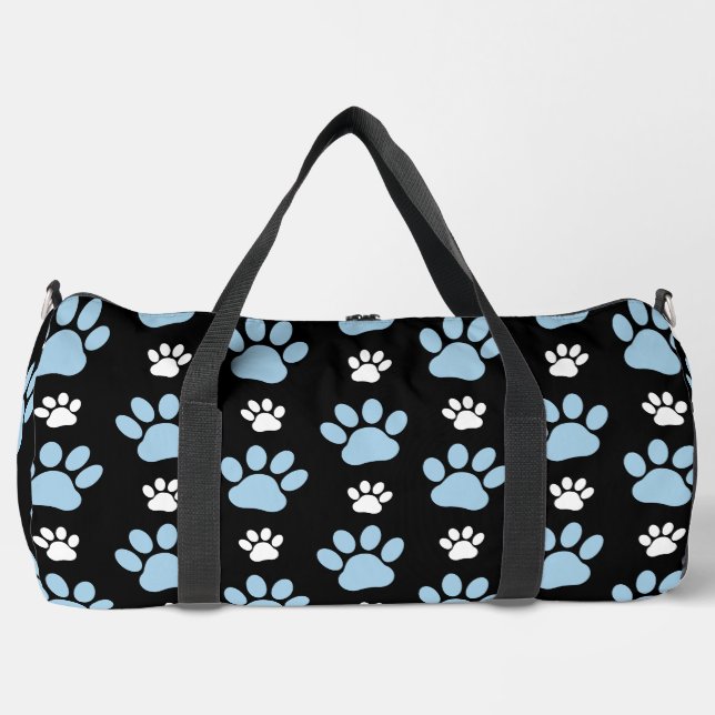 Pattern Of Paws, Blue Paws, Dog Paws, Animal Paws Duffle Bag (Front)