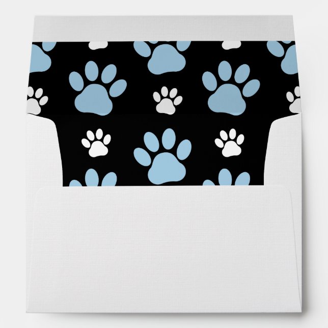 Pattern Of Paws, Blue Paws, Dog Paws, Animal Paws Envelope (Back (Bottom))