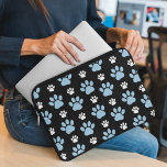 Pattern Of Paws, Blue Paws, Dog Paws, Animal Paws Laptop Sleeve<br><div class="desc">Cute,  fun and adorable pattern with blue and white paws. Modern and trendy gift,  perfect for the dog lover in your life.</div>