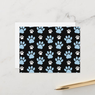 Pattern Of Paws, Blue Paws, Dog Paws, Animal Paws Postcard