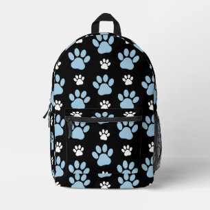 Pattern Of Paws, Blue Paws, Dog Paws, Animal Paws Printed Backpack