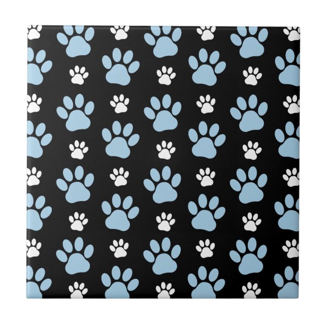 Pattern Of Paws, Blue Paws, Dog Paws, Animal Paws Tile (Front)