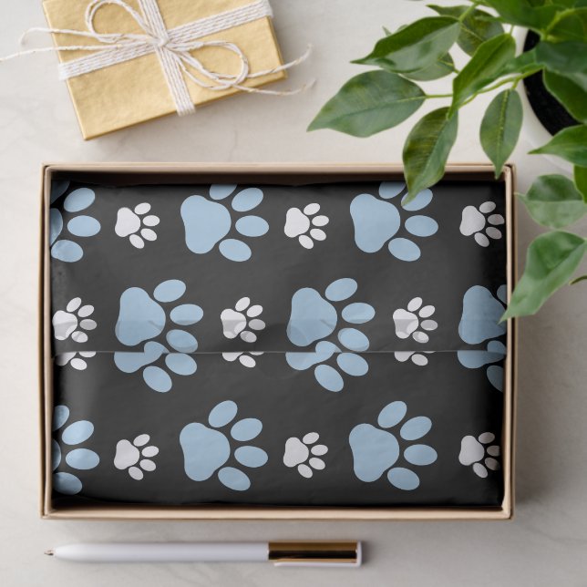 Pattern Of Paws, Blue Paws, Dog Paws, Animal Paws Tissue Paper (Gift)