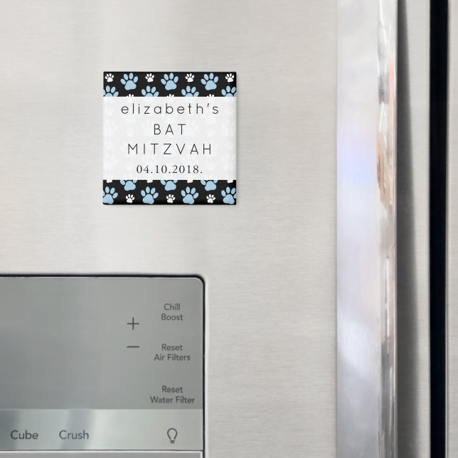 Pattern Of Paws, Blue Paws, Dog Paws, Bat Mitzvah Magnet (In Situ (Fridge))