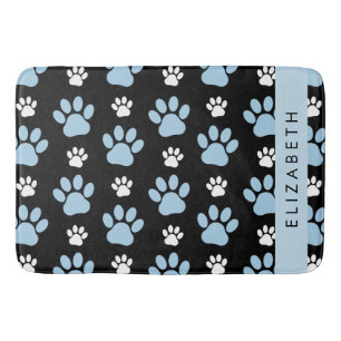 Pattern Of Paws, Blue Paws, Dog Paws, Your Name Bath Mat