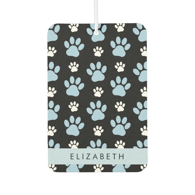 Pattern Of Paws, Blue Paws, Dog Paws, Your Name Car Air Freshener (Front)