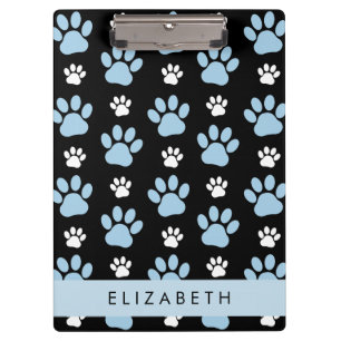 Pattern Of Paws, Blue Paws, Dog Paws, Your Name Clipboard