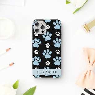 Pattern Of Paws, Blue Paws, Dog Paws, Your Name iPhone 16 Case