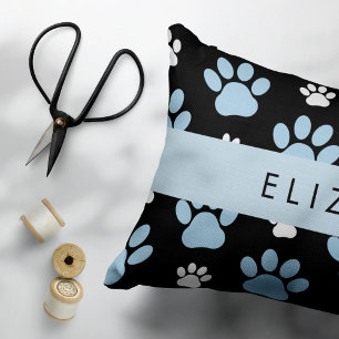 Pattern Of Paws, Blue Paws, Dog Paws, Your Name Pillowcase