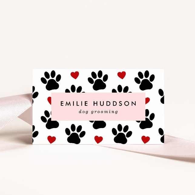 Pattern Of Paws, Dog Groomer, Dog Walker, Pet Shop Business Card (Creator Uploaded)