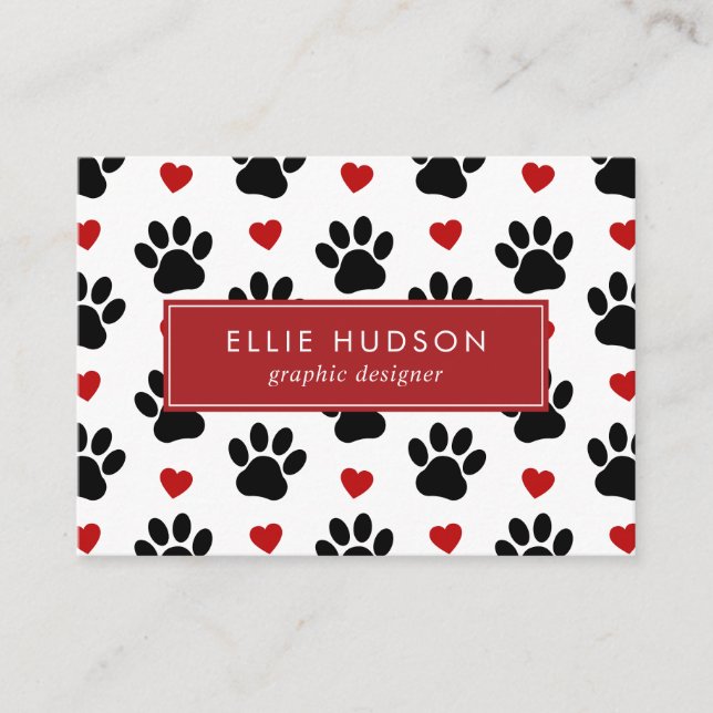 Pattern Of Paws, Dog Groomer, Dog Walker, Pet Shop Business Card (Front)