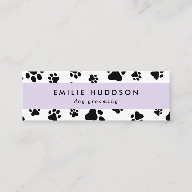 Pattern Of Paws, Dog Groomer, Dog Walker, Pet Shop Mini Business Card (Front)