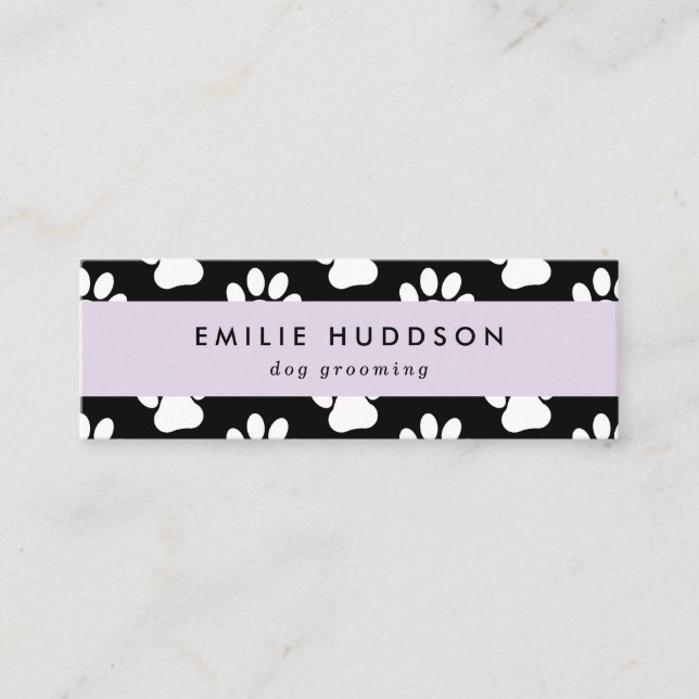 Pattern Of Paws, Dog Groomer, Dog Walker, Pet Shop Mini Business Card (Front)