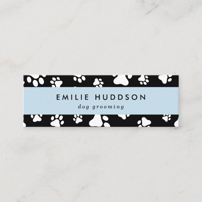 Pattern Of Paws, Dog Groomer, Dog Walker, Pet Shop Mini Business Card (Front)