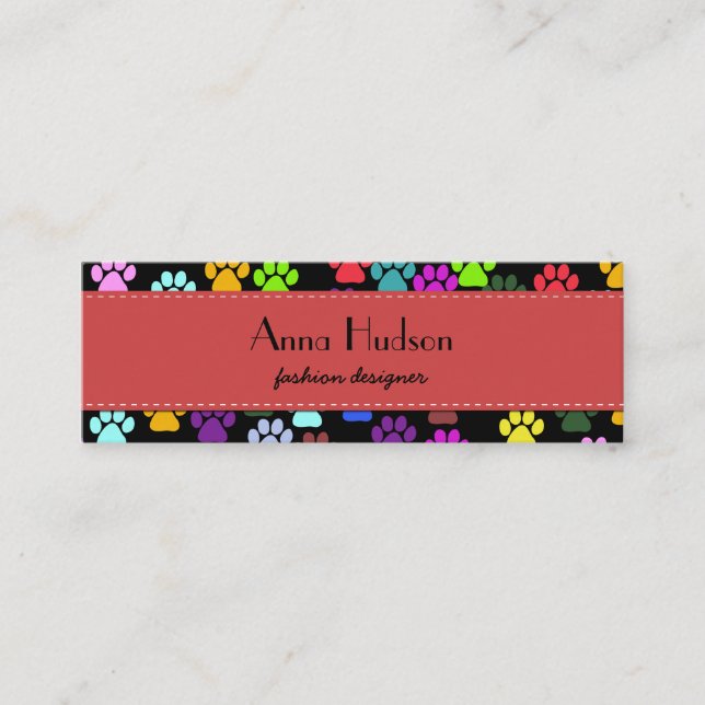 Pattern Of Paws, Dog Groomer, Dog Walker, Pet Shop Mini Business Card (Front)