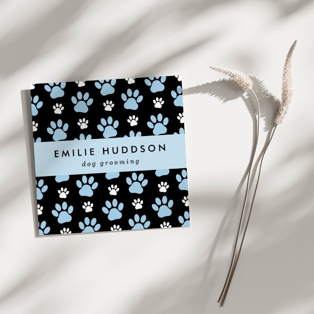 Pattern Of Paws, Dog Groomer, Dog Walker, Pet Shop Square Business Card (Creator Uploaded)