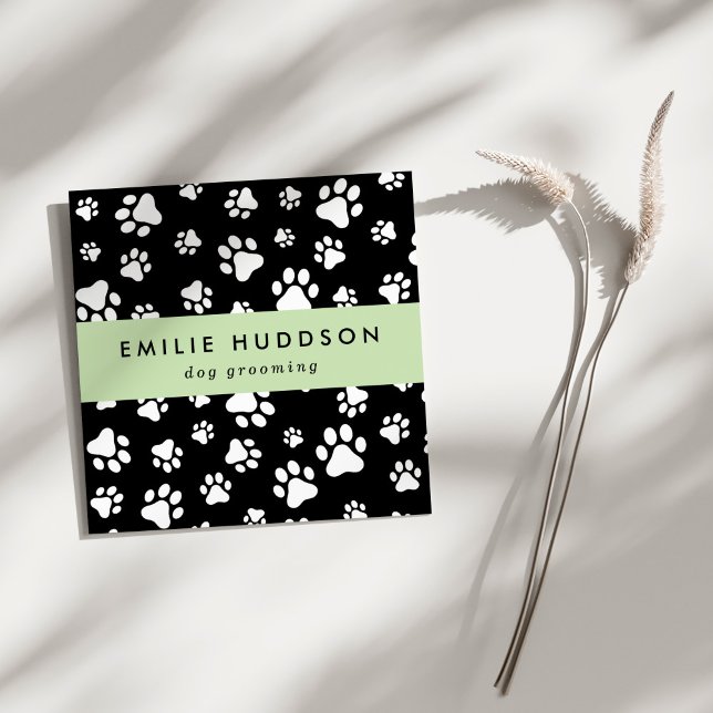 Pattern Of Paws, Dog Groomer, Dog Walker, Pet Shop Square Business Card (Creator Uploaded)