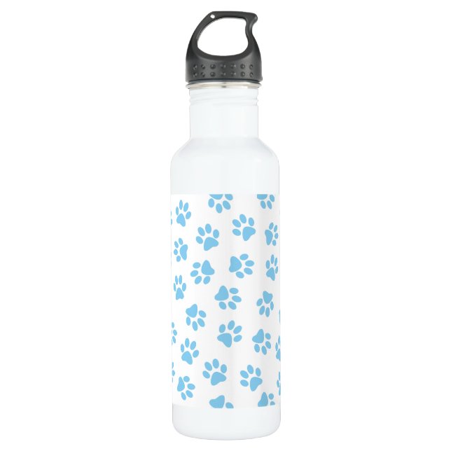 Pattern Of Paws, Dog Paws, Baby Blue Paws 710 Ml Water Bottle (Front)