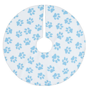 Pattern Of Paws, Dog Paws, Baby Blue Paws Brushed Polyester Tree Skirt