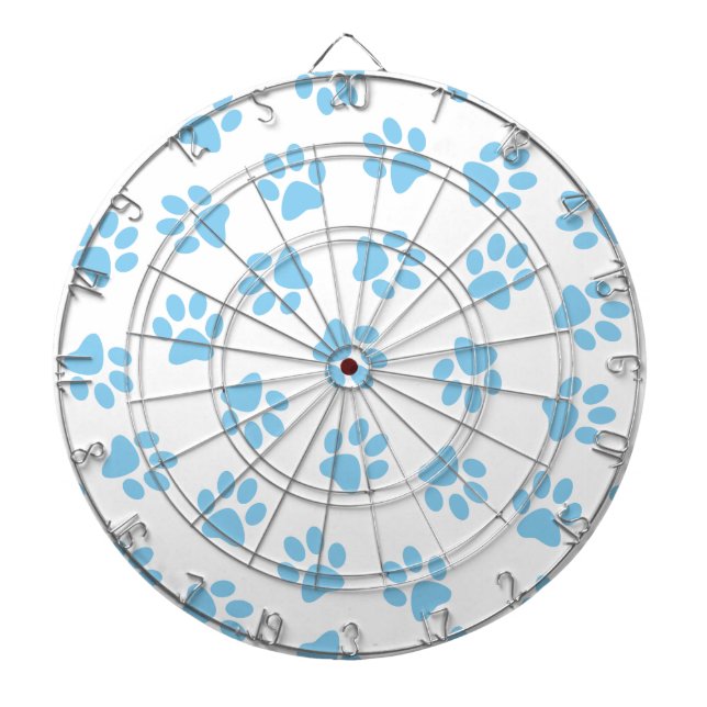 Pattern Of Paws, Dog Paws, Baby Blue Paws Dartboard (Front)