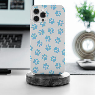Pattern Of Paws, Dog Paws, Baby Blue Paws iPhone 15 Pro Max Case